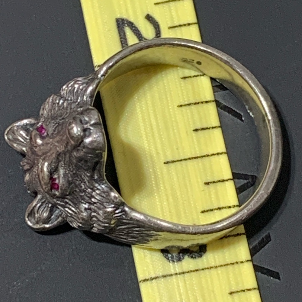 WOLF RING - STERLING SILVER - RUBY EYES OBO - Picture 9 of 10